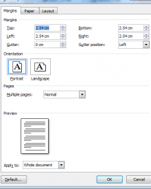 Chỉnh lề trang mặc định trong Word 2007 1